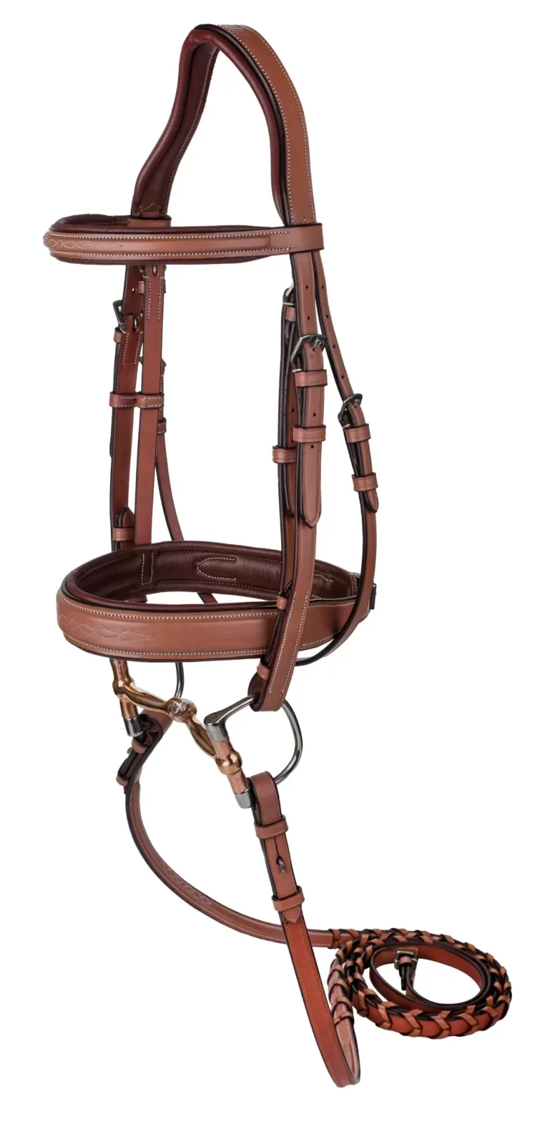 Henri de Rivel Laureate Fancy Stitched Bridle with Wide Caveson and Laced Reins - Image 2