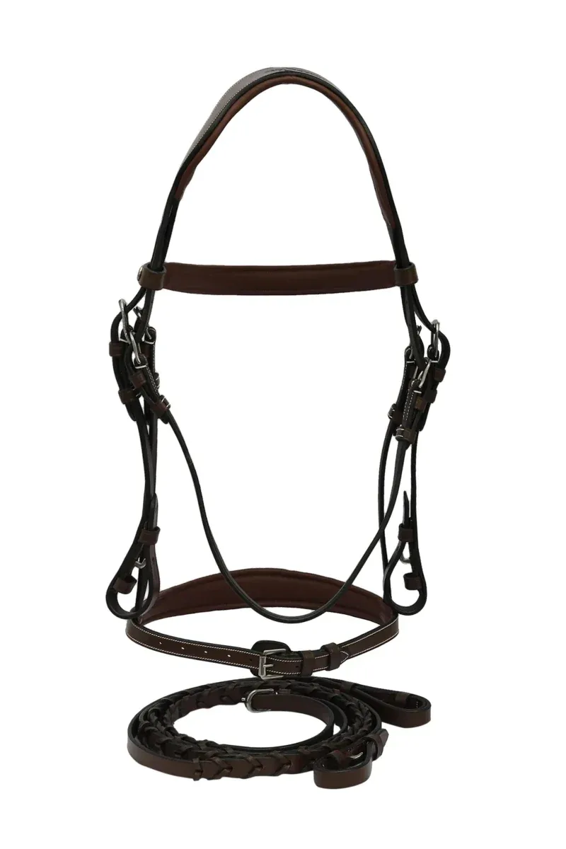 Henri de Rivel Pro Mono-Crown Padded Wide Noseband Bridle, Australian Nut, Cob