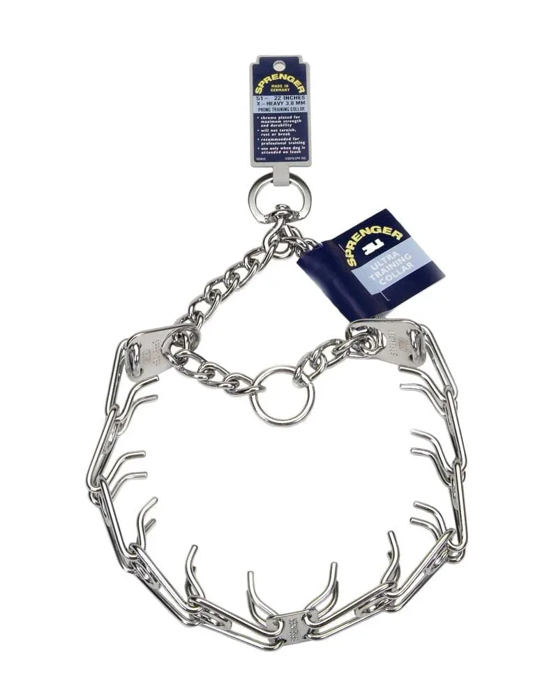 Herm. Sprenger Ultra Plus Prong Training Dog Collar Nickel, Chrome 3.8 mm x 22 in