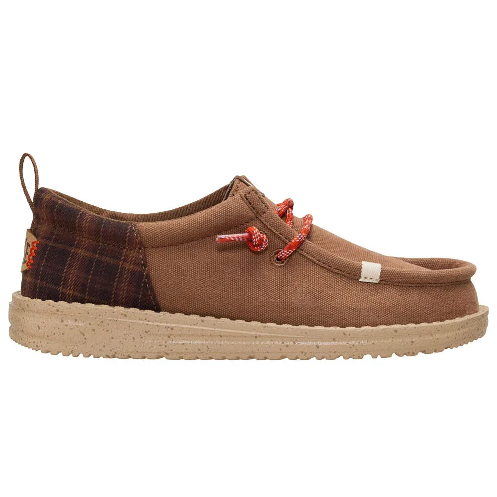 Hey Dude Kid's Wally Funk Brown Plaid Casual Shoe - Image 2