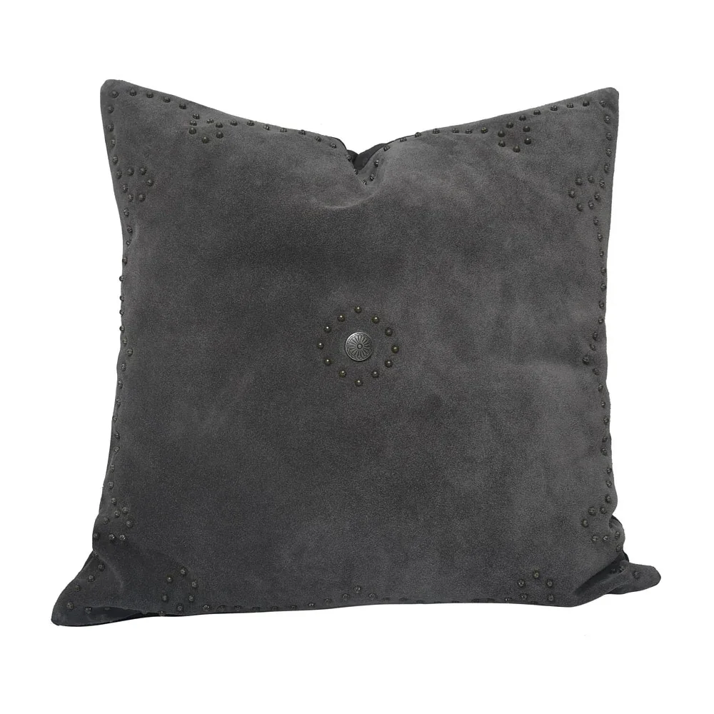 Hiend Accents Antique Suede Gray Pillow - Image 2