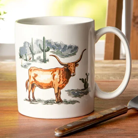 Hiend Accents Paseo Road by Ranch Life in Color Longhorn Mug