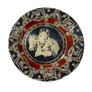 Hiend Accents Patchwork Bandana Horse Head Dinner Plate