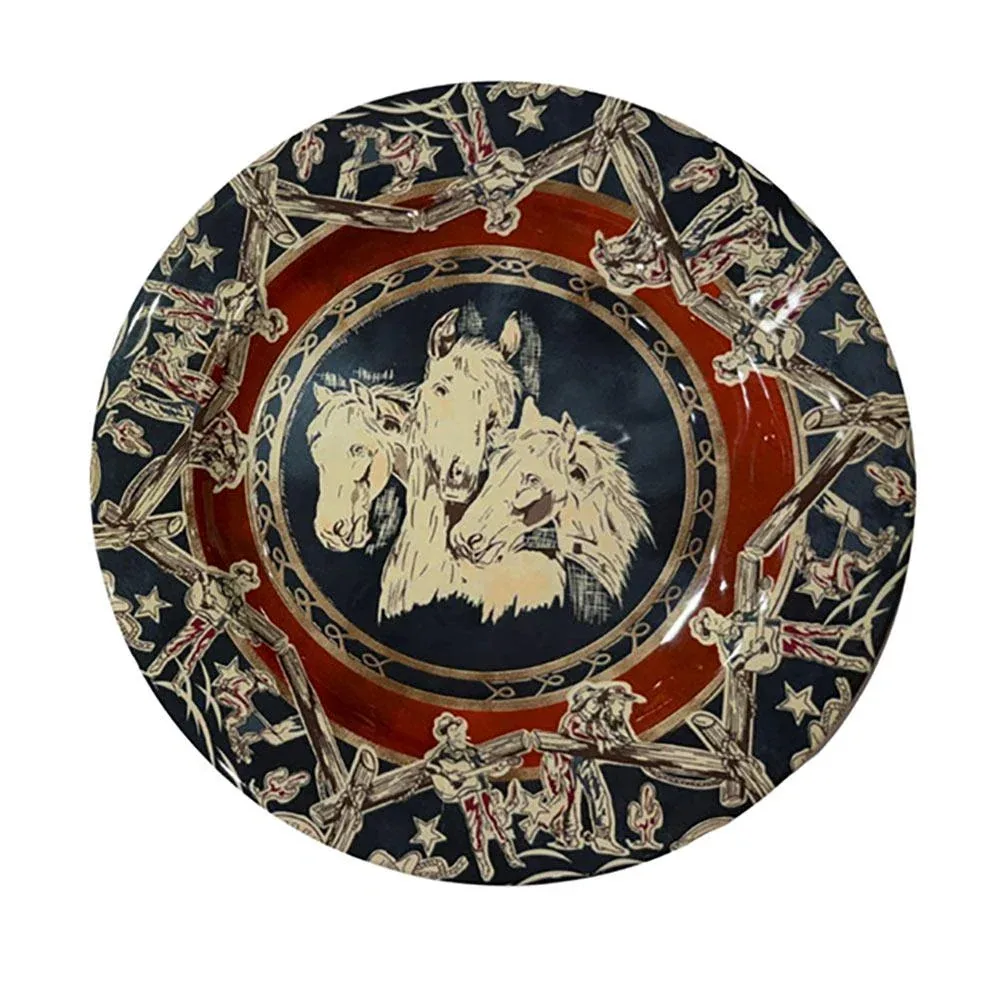 Hiend Accents Patchwork Bandana Horse Head Dinner Plate