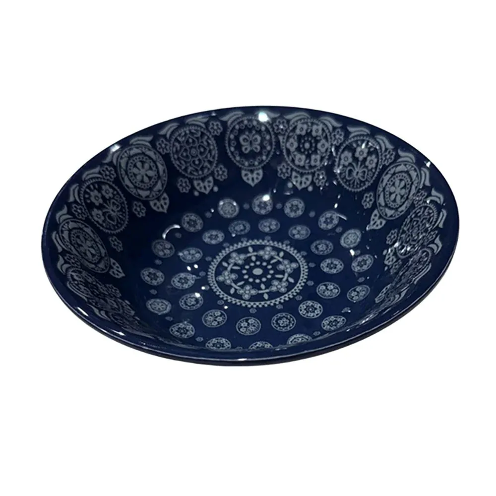 Hiend Accents Patchwork Indigo Bandana Melamine Single Bowl - Image 2