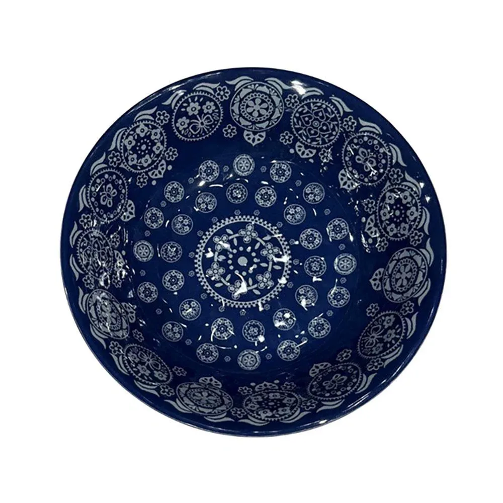 Hiend Accents Patchwork Indigo Bandana Melamine Single Bowl