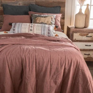 Hiend Accents Stonewashed Cotton Canvas Coverlet Sarsaparilla