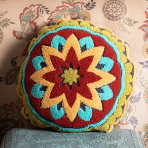 Hiend Accents Tammy 18' Round Embroidered Pillow