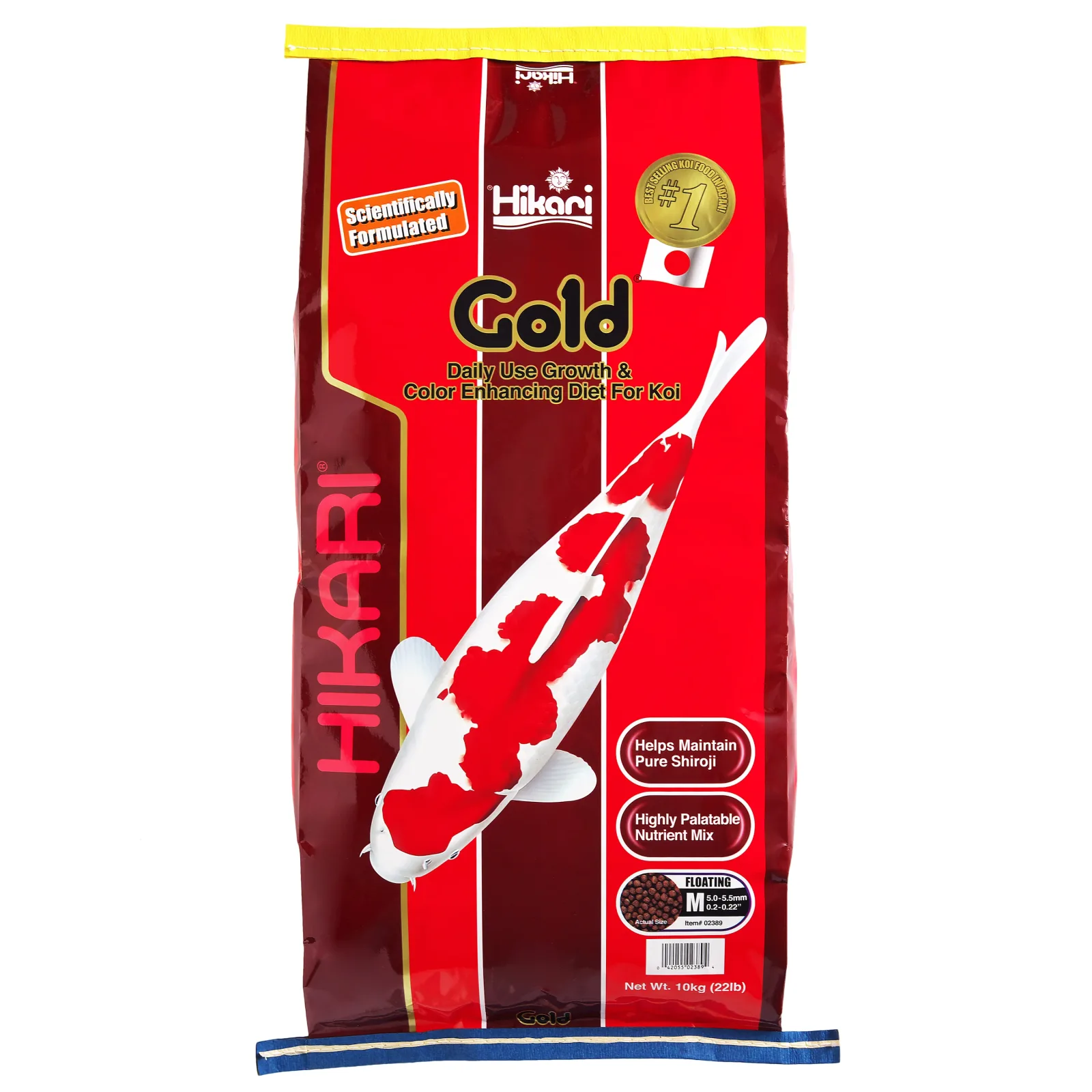 Hikari USA Gold Color Enhancing Pellet Fish Food for Koi and Pond Fishes 22 lb, Medium