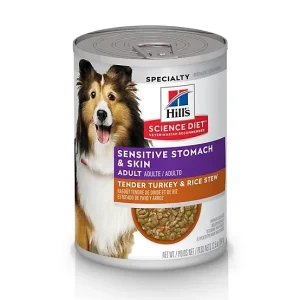 Hill's Science Diet Adult Sensitive Stomach and Skin Tender Turkey and Rice Stew Wet Dog Food, 12.5 oz.