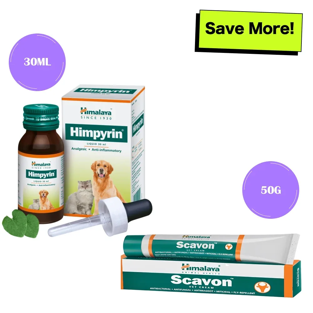 Himalaya Himpyrin Anti Inflammatory & Pain Relief Drops and Scavon Vet Cream for Dogs and Cats Combo