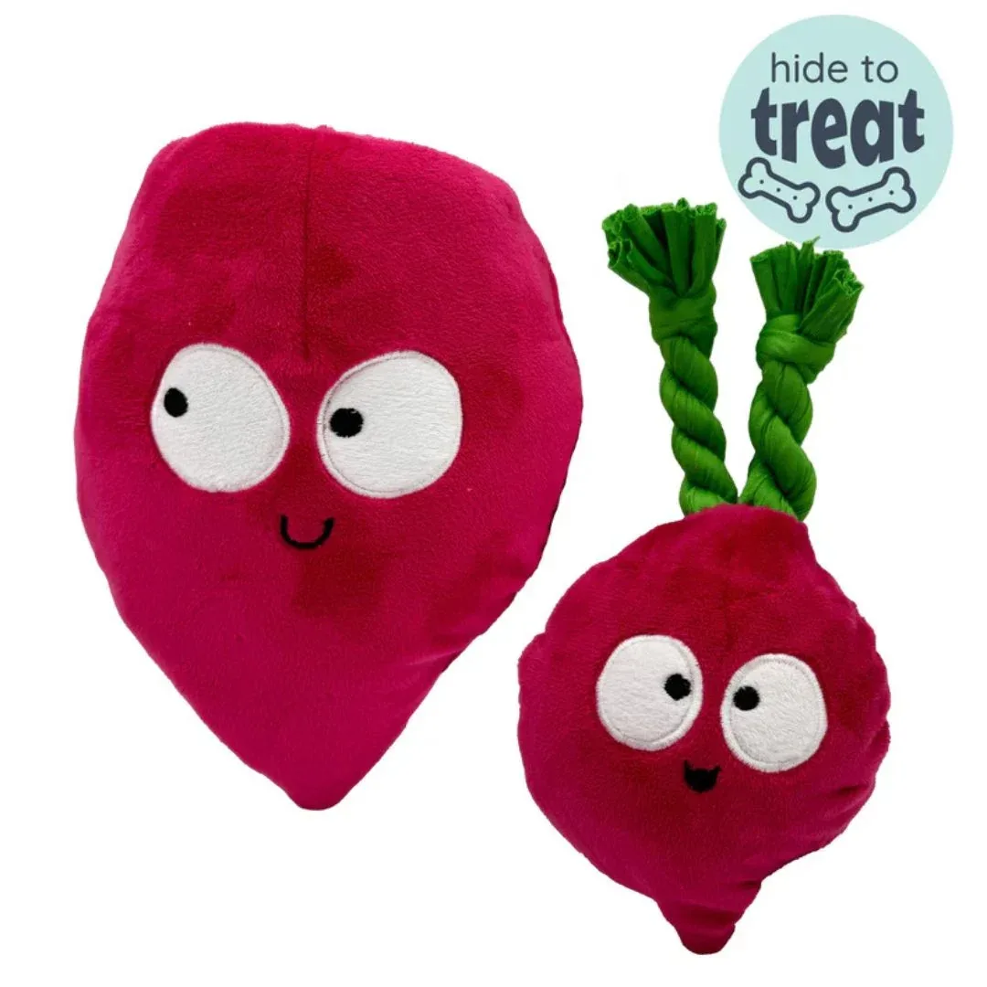 H&K Pop 'N Fetch D Beet Large Plush Squeak & Crinkle Dog Toy