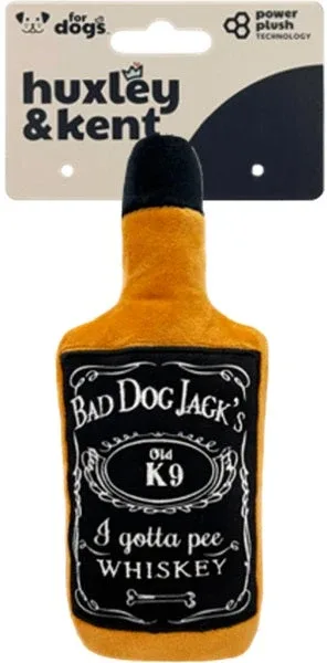 H&K Power Plush Dog Bad Dog Jack's Whisky Small Squeak & Crinkle Dog Toy
