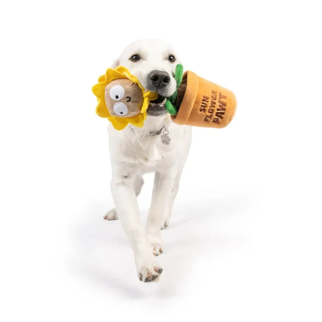 H&K Seek 'N Treat Sunflower Pawt Large Plush Squeaky Crinkle Treat Dog Toy - Image 2