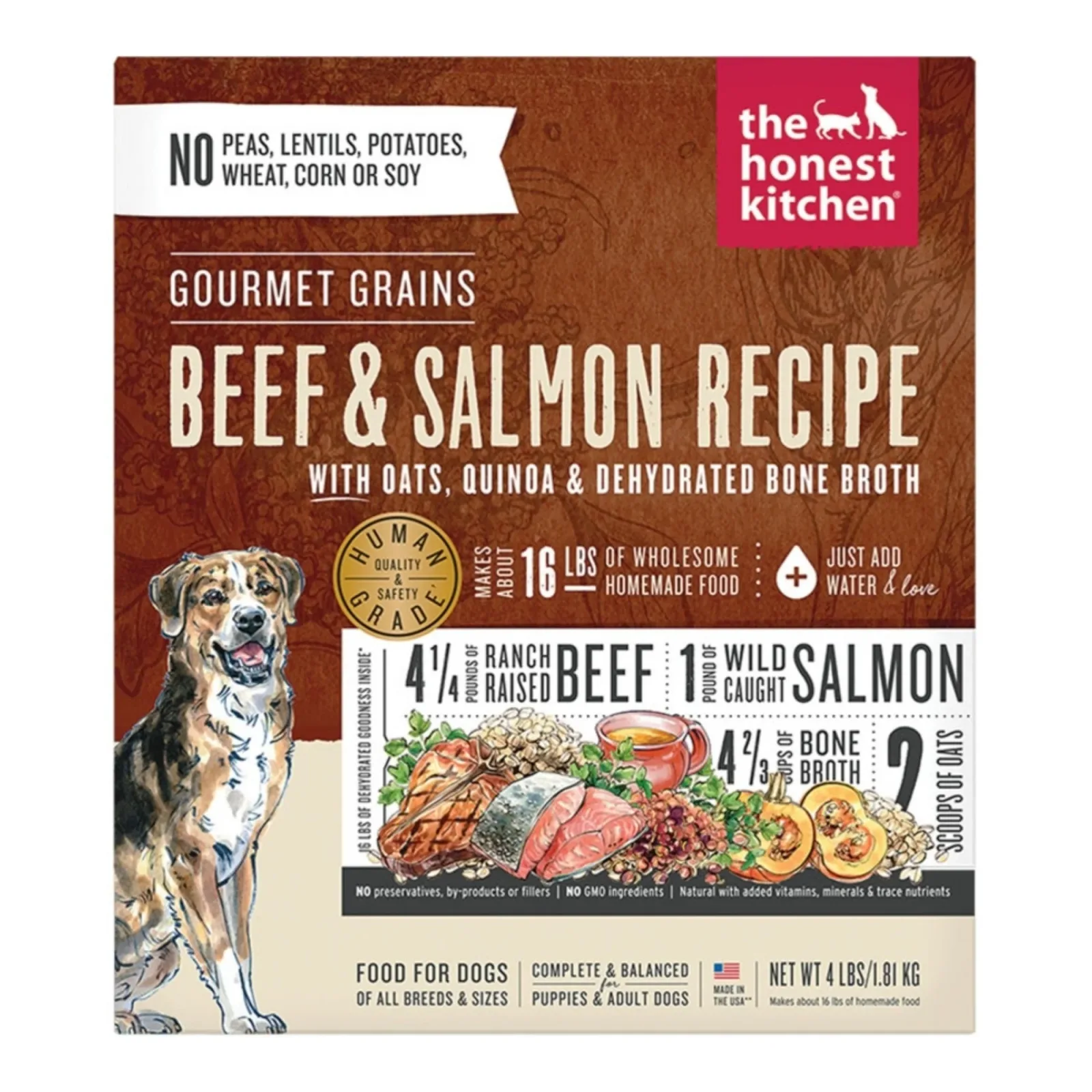 Honest Kitchen Dog Gourmet Grain Beef And Salmon 4 lb. Box