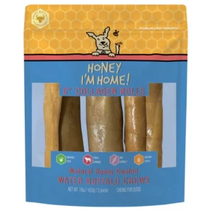 Honey I'm Home Dog Buffalo Collagen Rolls, 6 in 3-Count