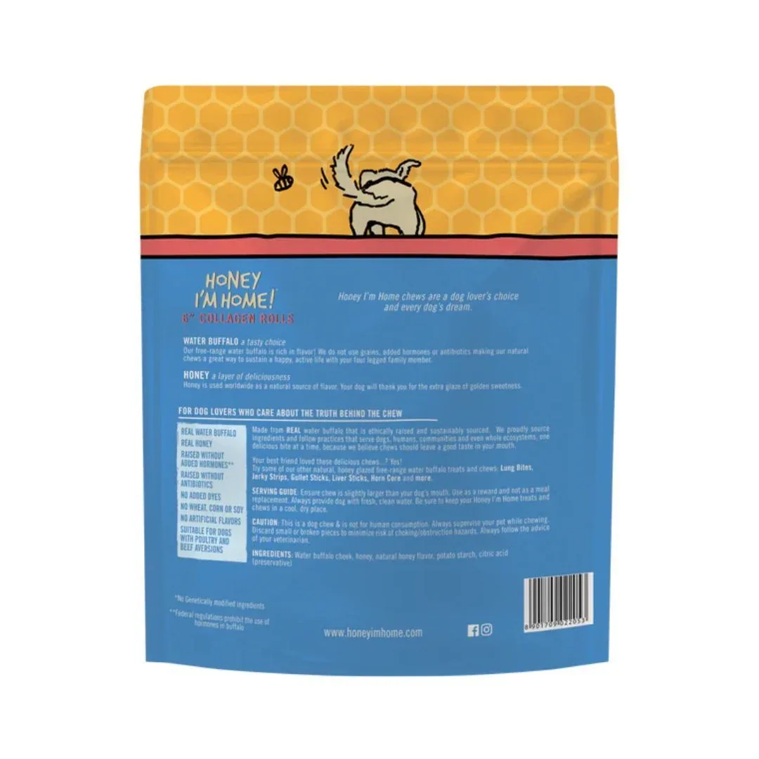 Honey I'm Home Dog Buffalo Collagen Rolls, 6 in 3-Count - Image 2