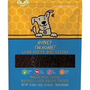 Honey I'm Home Dog Buffalo Liver Wafer Mini 20-Count