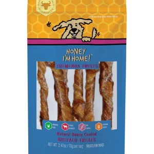 Honey I'm Home Dog Natural Honey Coated Buffalo Dog Treats Tremenda Twists 2.47 oz