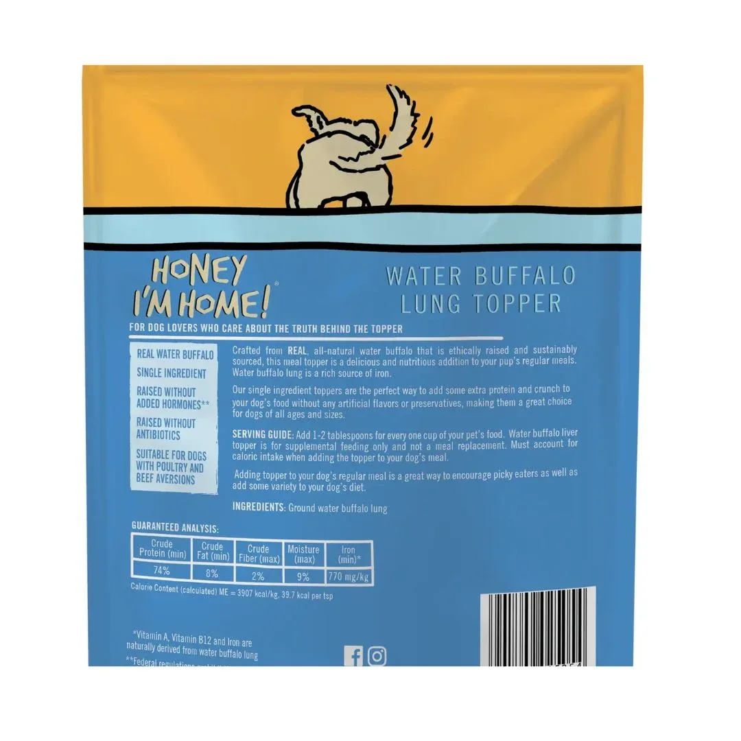Honey I'm Home Dog Natural Water Buffalo Lip-smakin' Lung Dog Food Topper - Image 2