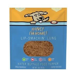 Honey I'm Home Dog Natural Water Buffalo Lip-smakin' Lung Dog Food Topper