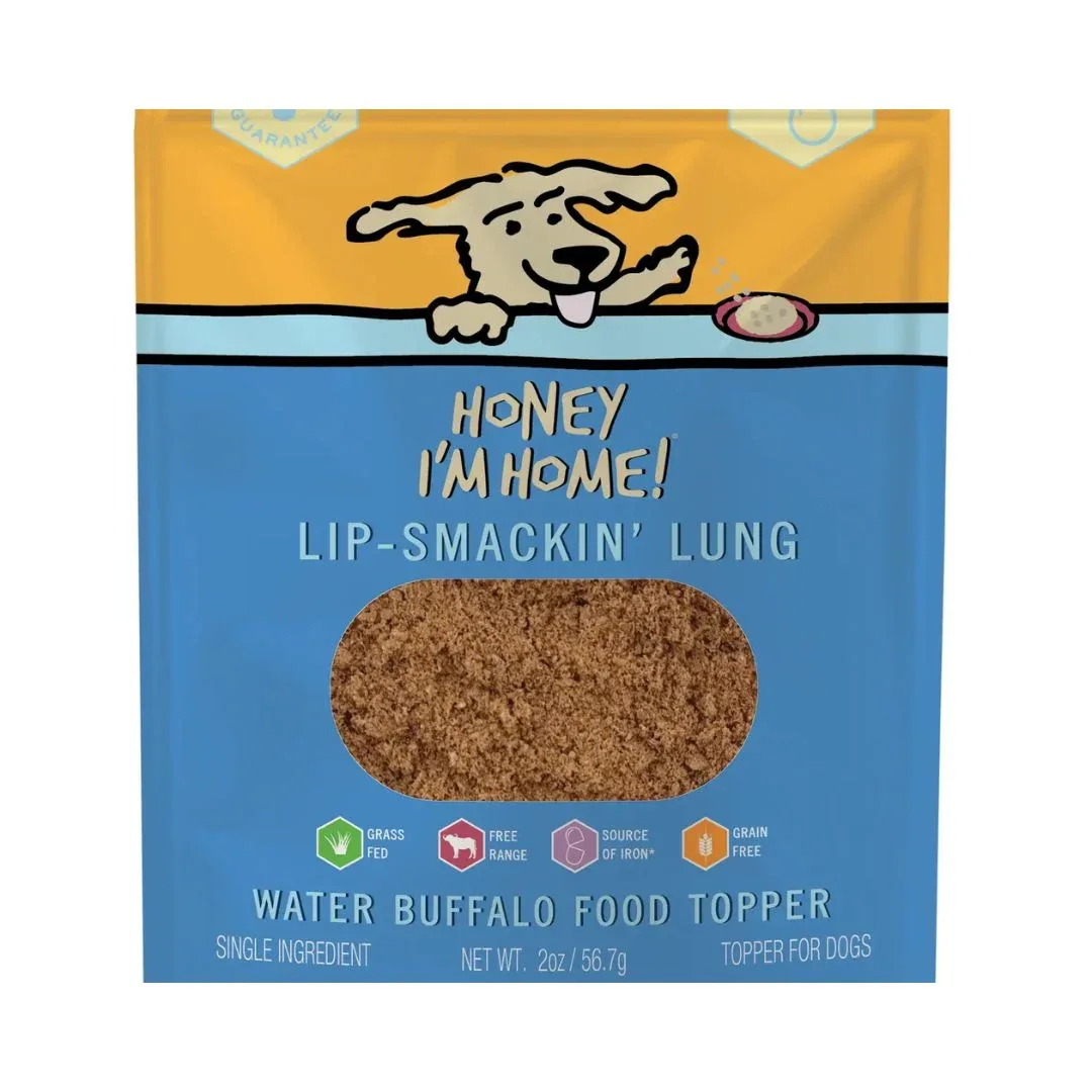 Honey I'm Home Dog Natural Water Buffalo Lip-smakin' Lung Dog Food Topper