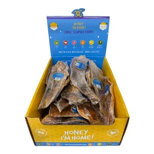 Honey I'm Home Water Buffalo Scapula Strips - Grain-Free Honey Dog Chew, 35-Count