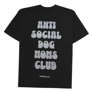 Hoomans Anti Social Dog Moms Club T Shirt for Women (Black)