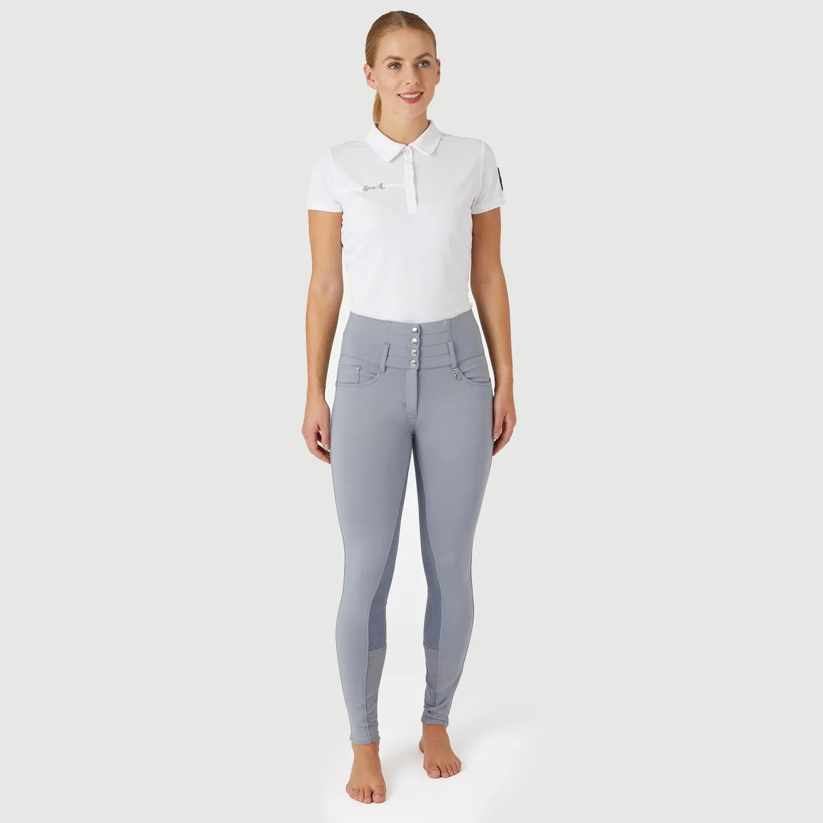 Horze Ladies Tara High Waist Breeches Leather Full Seat - Image 2