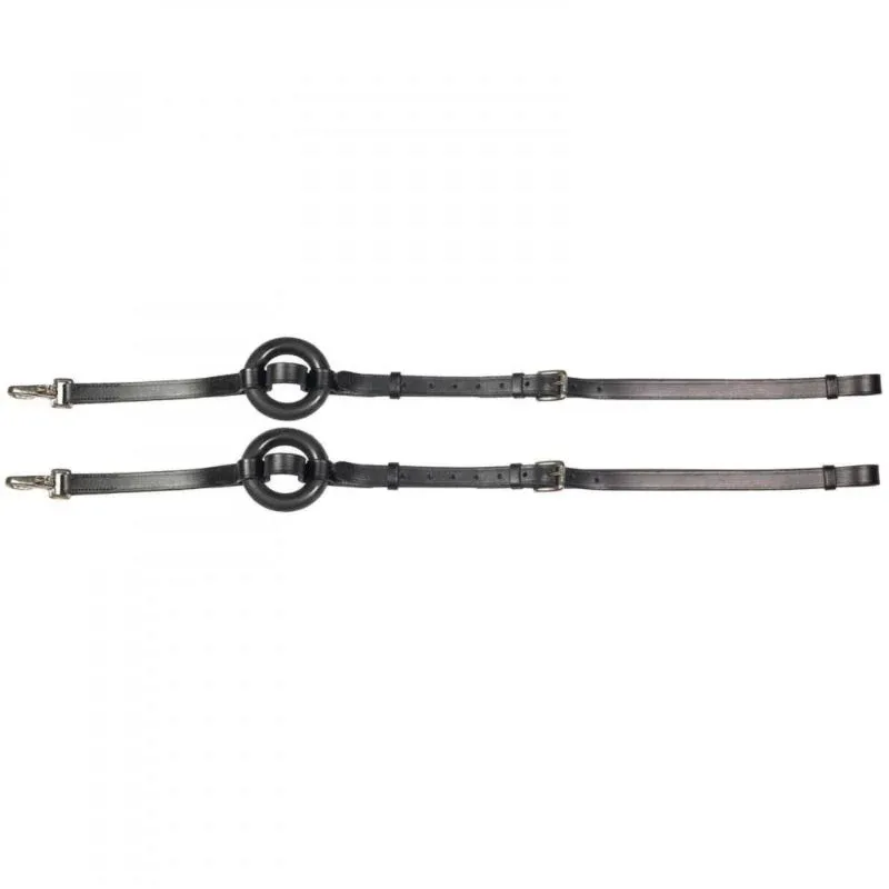 Horze Leather Side Reins With Rubber Donuts - Image 2