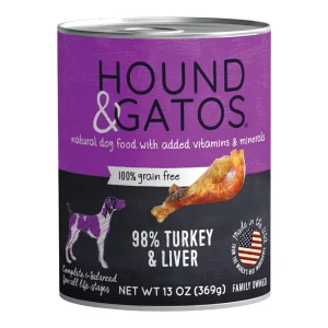 Hound And Gatos Dog Grain-Free Turkey And Liver, 13 oz each, Case of 12