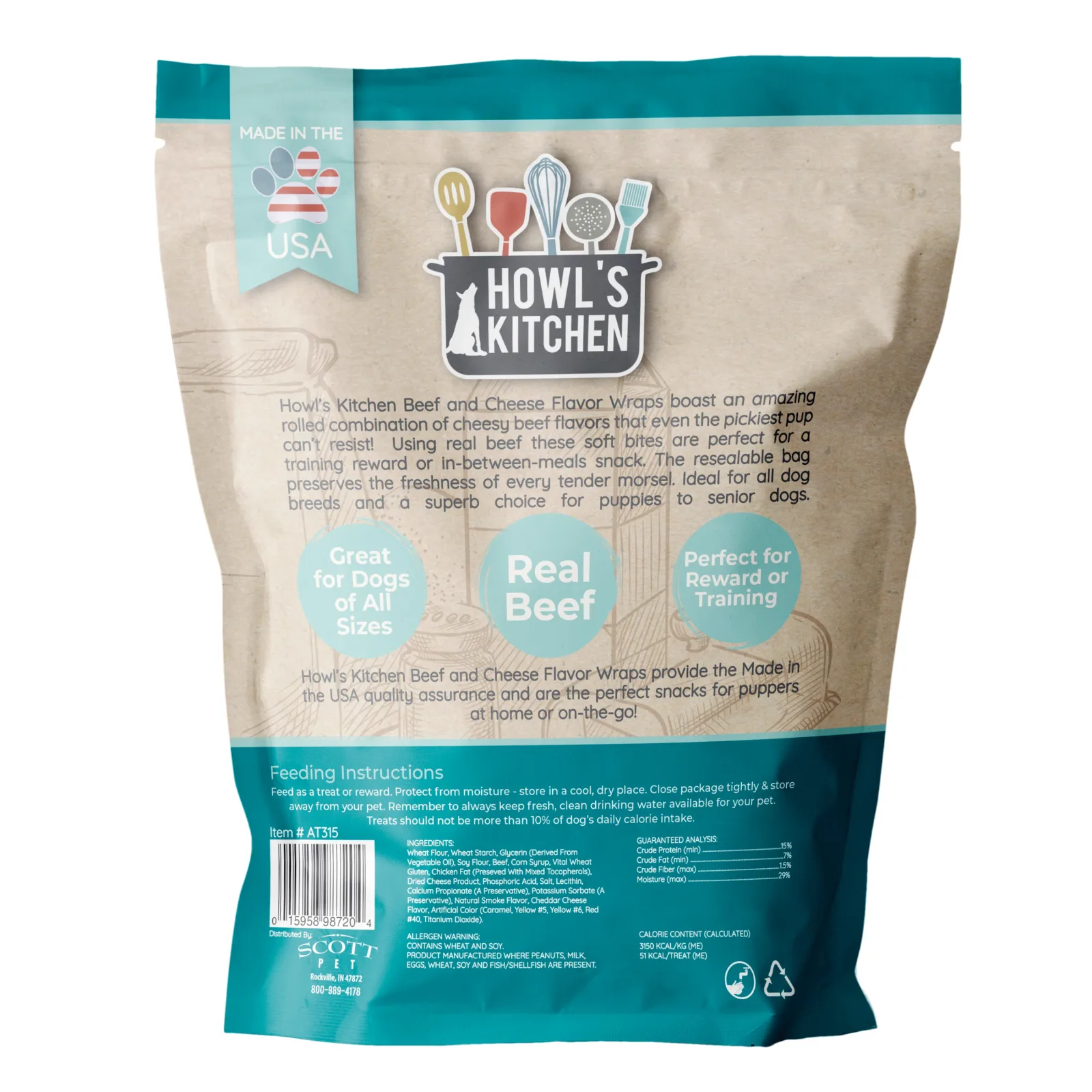 Howl's Kitchen 12OZ Beef & Cheese Flavor Wraps Dog Treats - Image 2