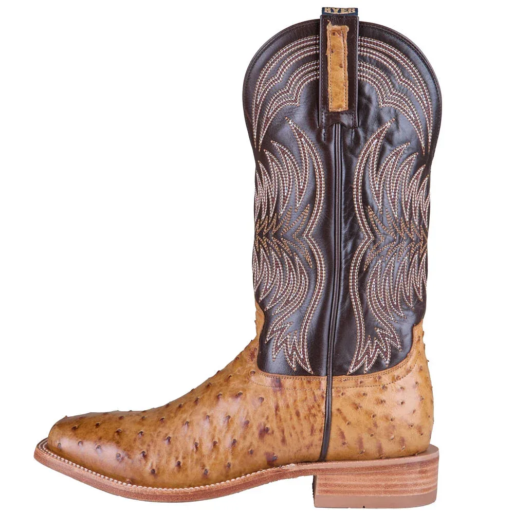 Hyer Boots Men's Langdon Umber Full Quill Ostrich Vamp 13in Chocolate Cowhide Top - Image 2
