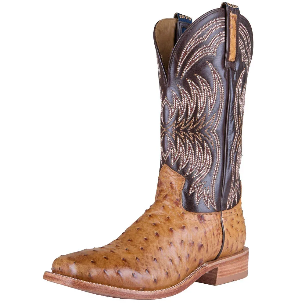 Hyer Boots Men's Langdon Umber Full Quill Ostrich Vamp 13in Chocolate Cowhide Top