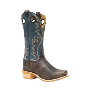 Hyer Boots Men's McCune Matte Chocolate Bison Vamp 13in Deep Aqua Cowhide Top
