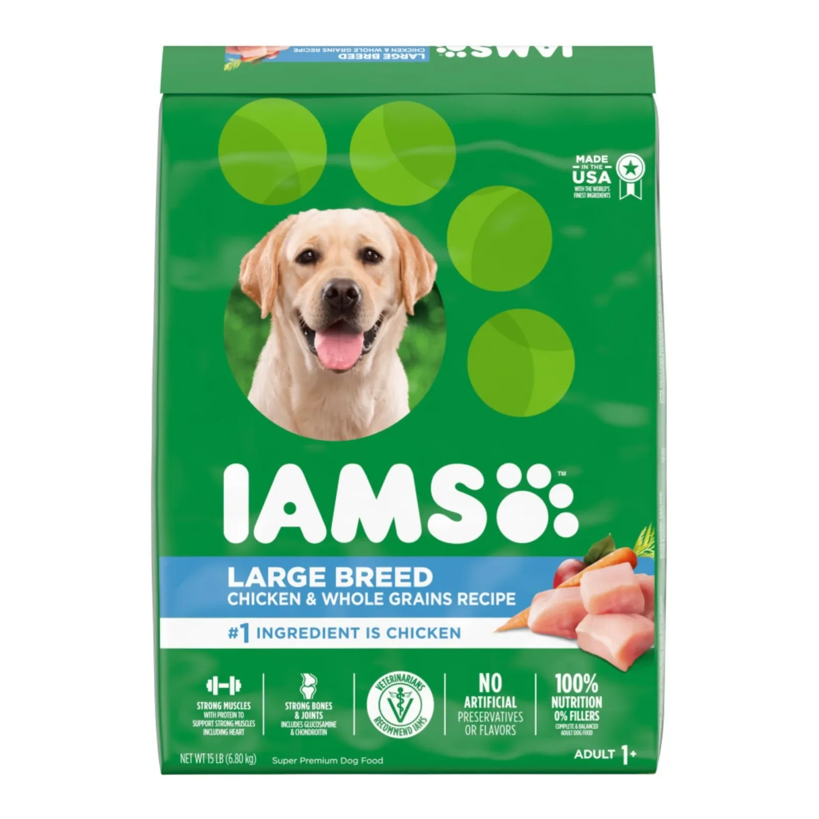 IAMS High Protein Large Breed Adult Dry Dog Food Real Chicken 15 lb