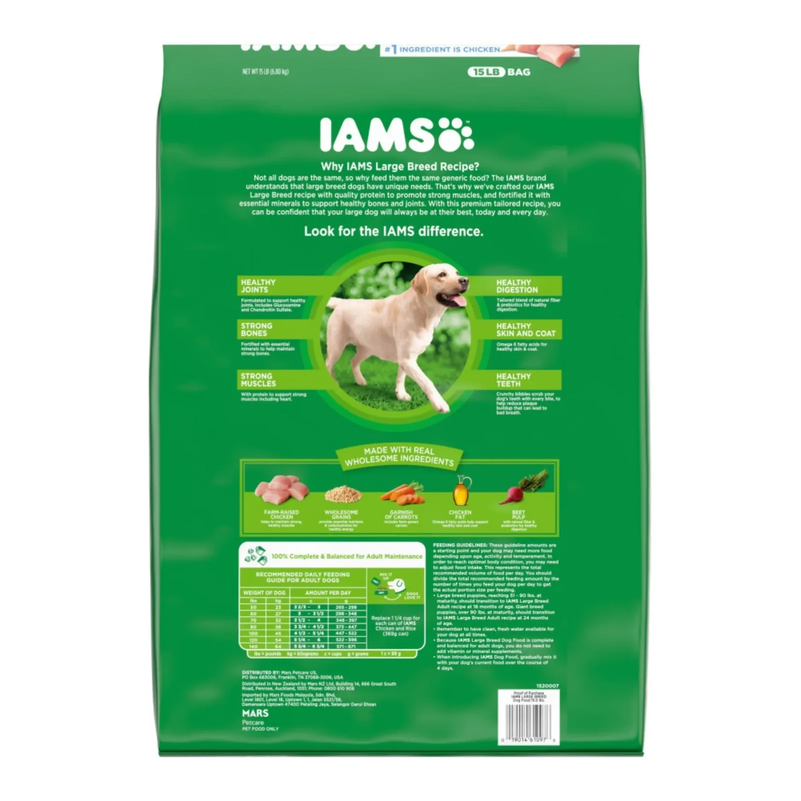 IAMS High Protein Large Breed Adult Dry Dog Food Real Chicken 15 lb - Image 2