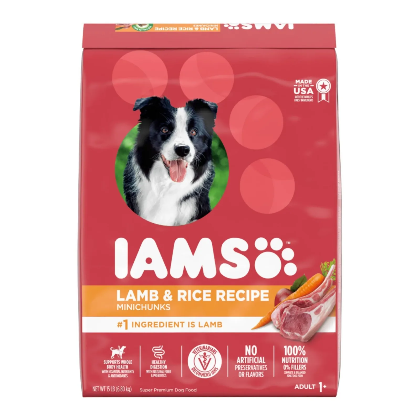 IAMS Minichunks Adult Dry Dog Food Lamb & Rice 15 lb