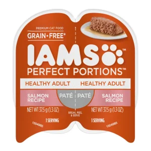 IAMS Perfect Portions Grain-Free Healthy Paté Adult Wet Cat Food Salmon, 2.6 oz each, Case of 24