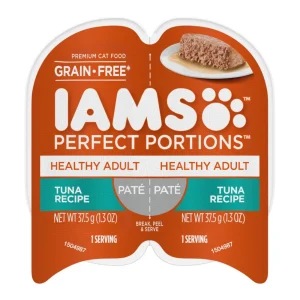 IAMS Perfect Portions Grain-Free Healthy Paté Adult Wet Cat Food Tuna, 2.6 oz each, Case of 24