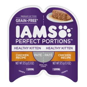 IAMS Perfect Portions Grain-Free Healthy Paté Kitten Wet Cat Food Chicken, 2.6 oz each, Case of 24