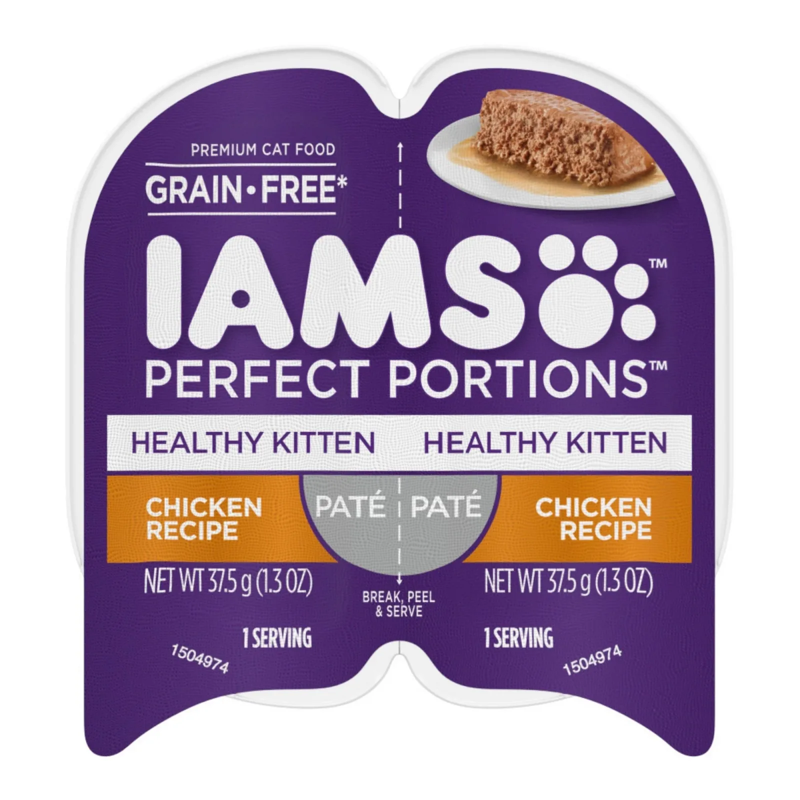 IAMS Perfect Portions Grain-Free Healthy Paté Kitten Wet Cat Food Chicken, 2.6 oz each, Case of 24