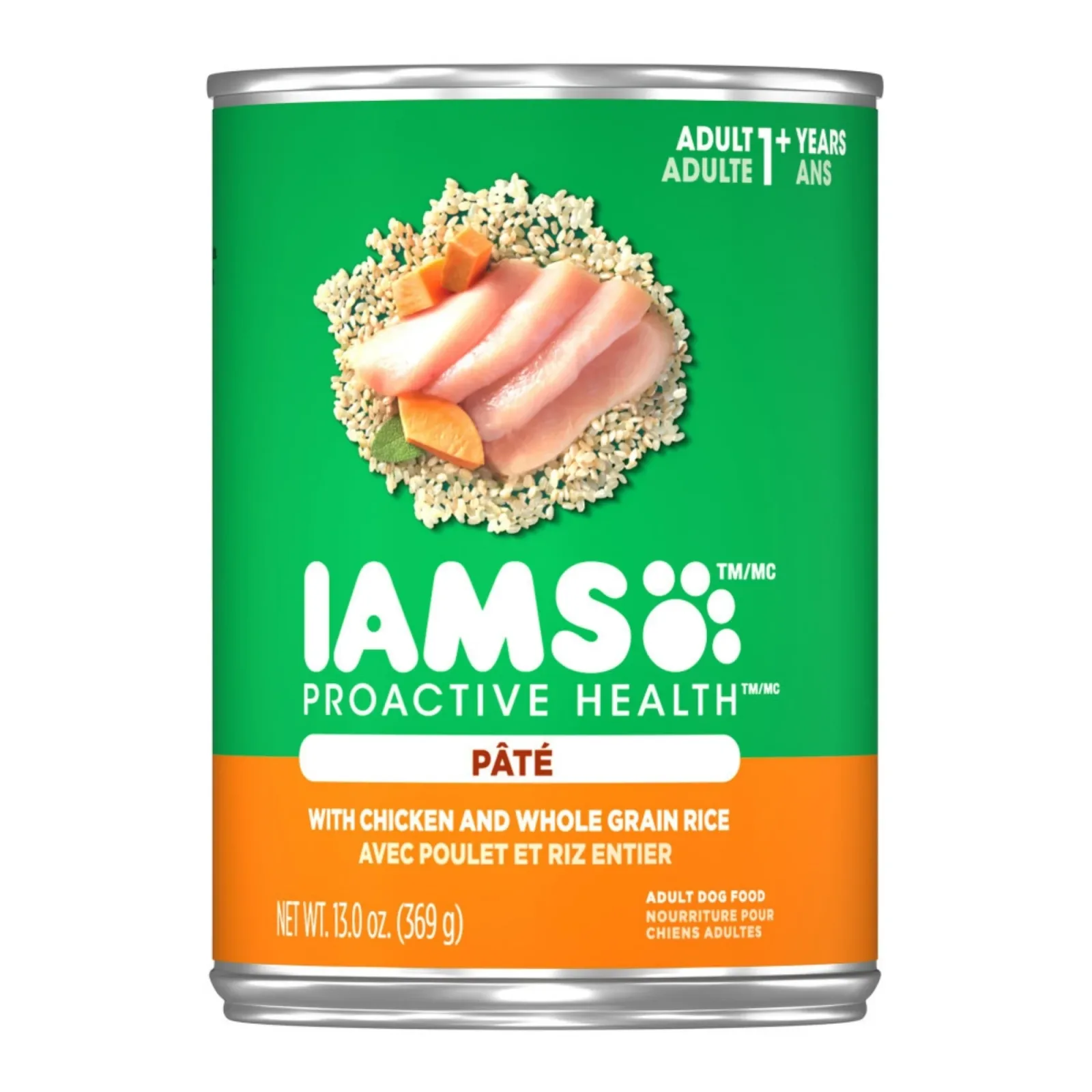 IAMS Proactive Health Paté Adult Wet Dog Food Pate with Chicken & Rice, 13.2 oz each, Case of 12