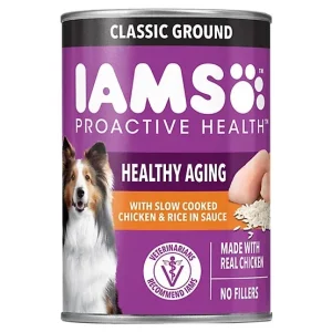 Iams Proactive Health Senior Cooked Chicken and Rice Classic Ground Wet Dog Food, 13 oz.