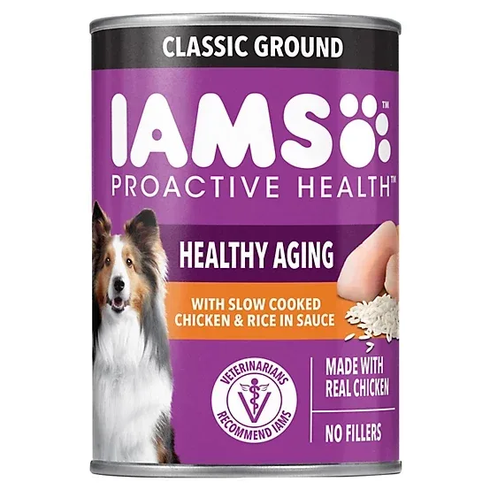 Iams Proactive Health Senior Cooked Chicken and Rice Classic Ground Wet Dog Food, 13 oz.