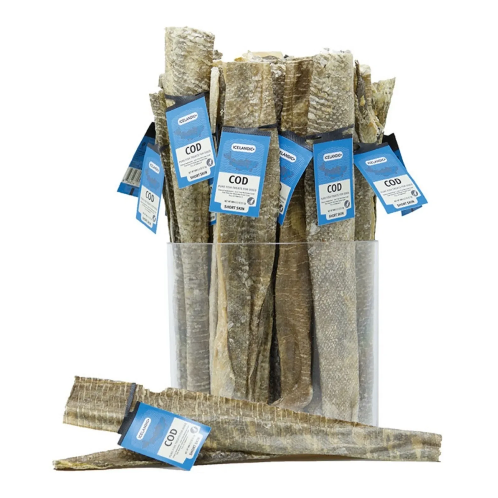 Icelandic Dog Cod Short Skin Strips 36 ct Display