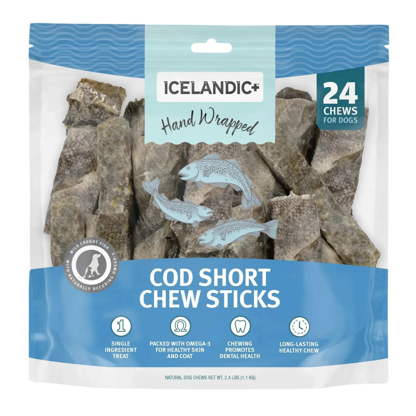 Icelandic Dog Cod Skin Dog Chew Stick 5 in 24-Count
