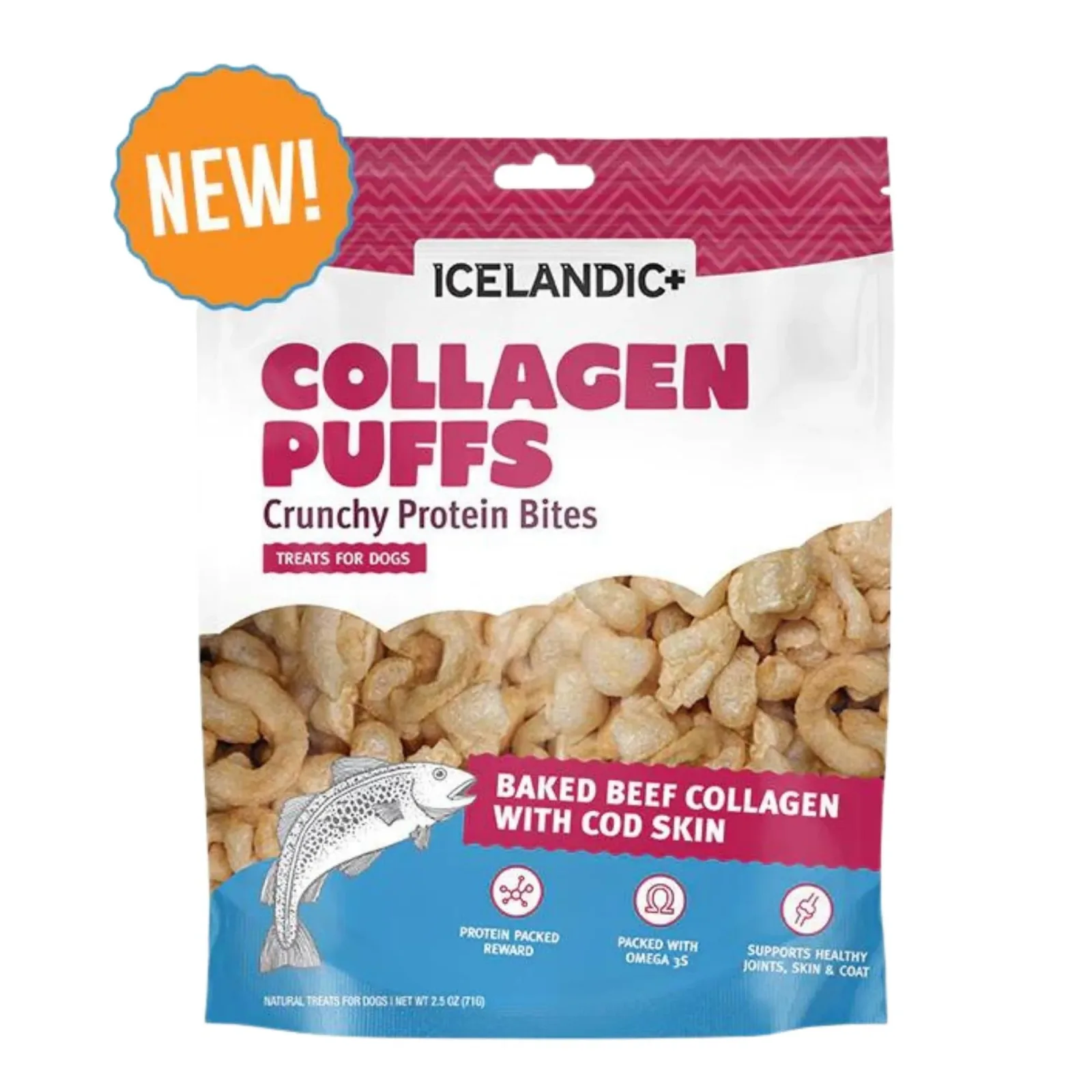 Icelandic Dog Collagen Puffs Bites With Fish, 2.5 oz