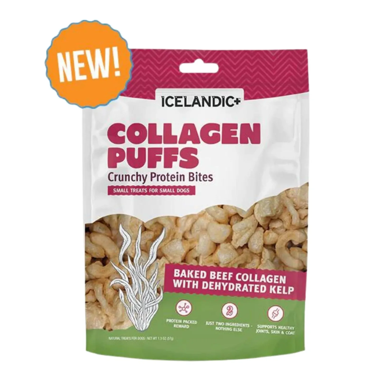 Icelandic Dog Collagen Puffs Bites With Kelp, 1.3 oz