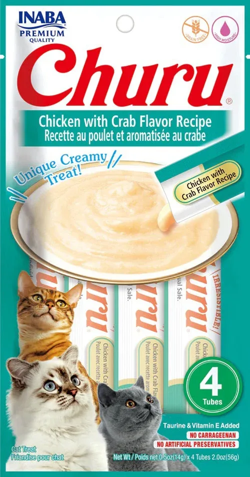 Inaba Cat Churu Puree Chicken Crab 0.52 oz. (6 ct)